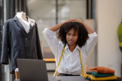 Woman stressed about holiday inventory management