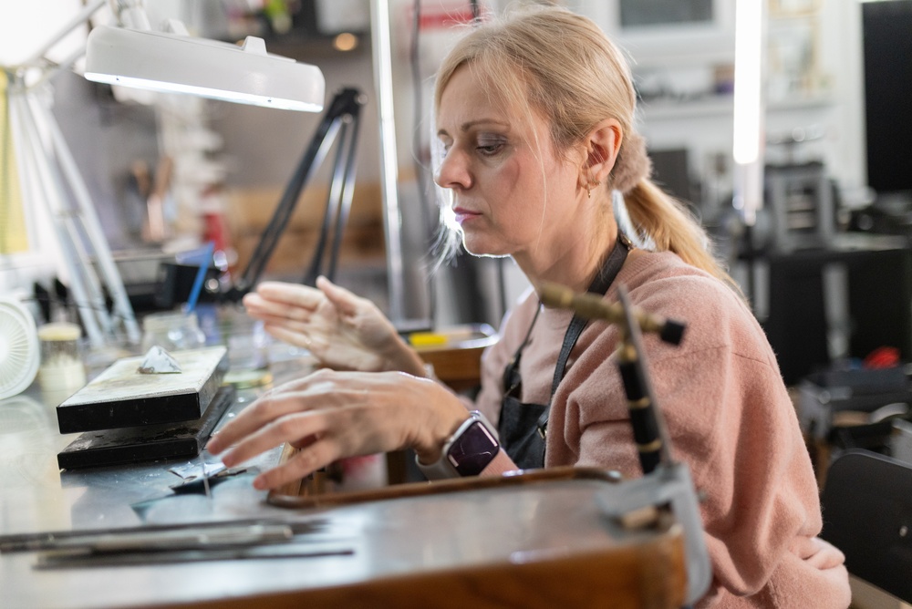 Precision jewelry production equipment creating custom pieces with jewelry ERP for manufacturers streamlining manufacturing workflows.