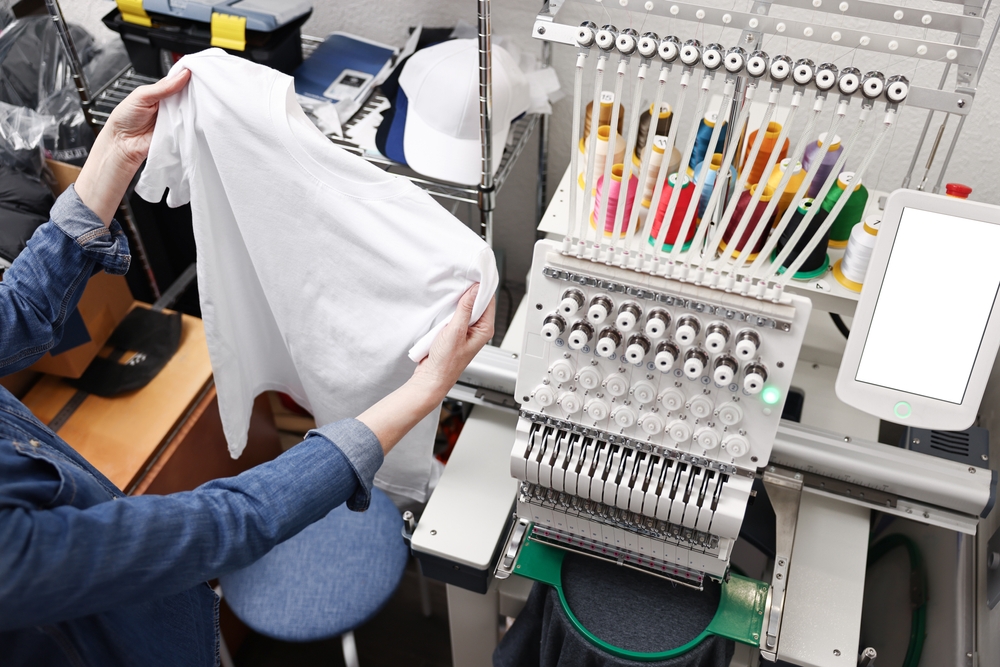 Textile manufacturing equipment producing garments with software for garment costing and margin analysis supporting material costs, production efficiency, and profit margin analysis.