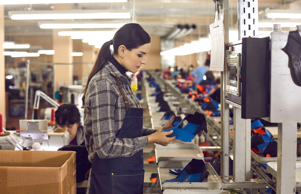 Footwear production line with advanced machinery supporting best erp for footwear operational excellence and efficient manufacturing workflows.
